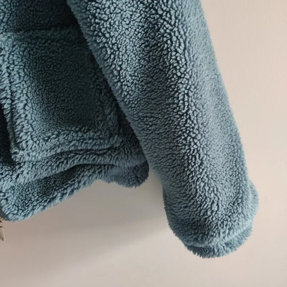 SheIn Zip Up Blue Teddy Spring Jacket - Picture 9 of 10